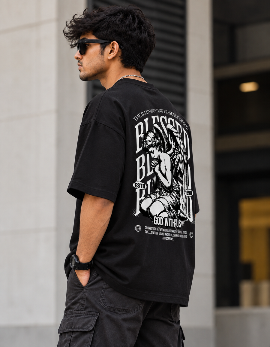 Blessed God With Us Oversized T-Shirt | Tee Prism