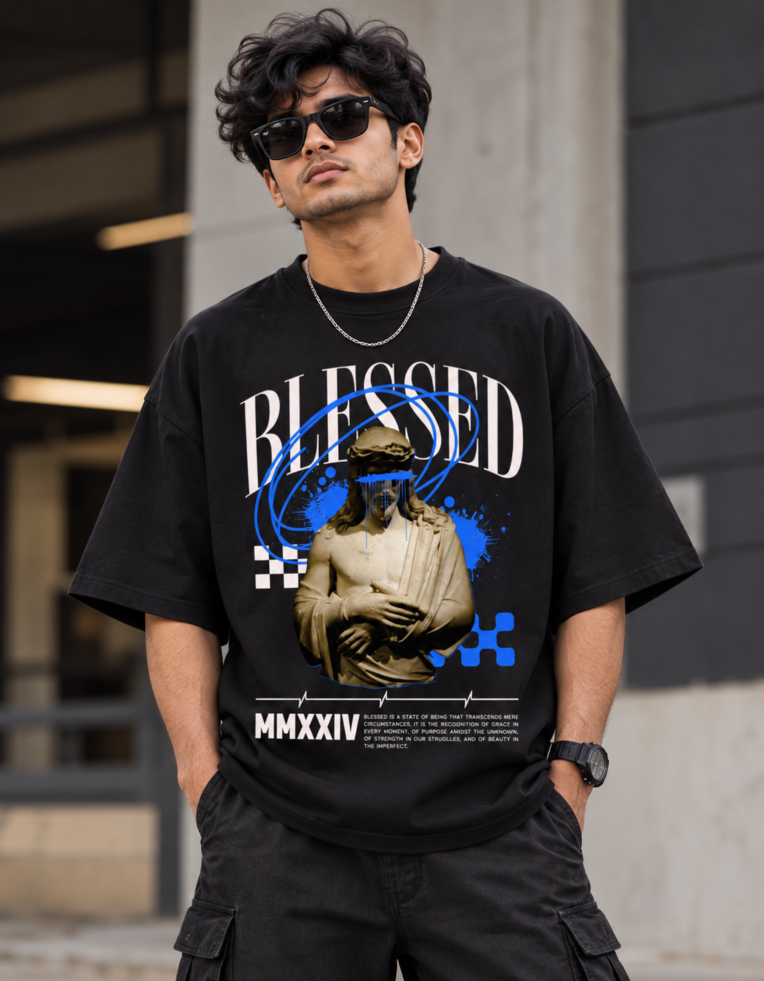 Blessed MMXXIV Statue Oversized T-Shirt | Tee Prism