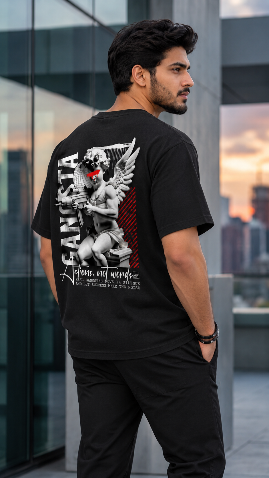 Gangsta Actions Not Words Oversized T-Shirt | Tee Prism
