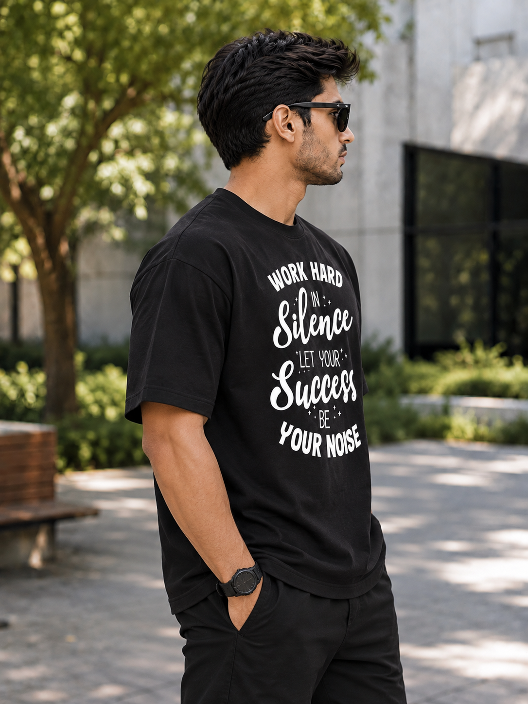 Work Hard in Silence Oversized T-Shirt | Tee Prism